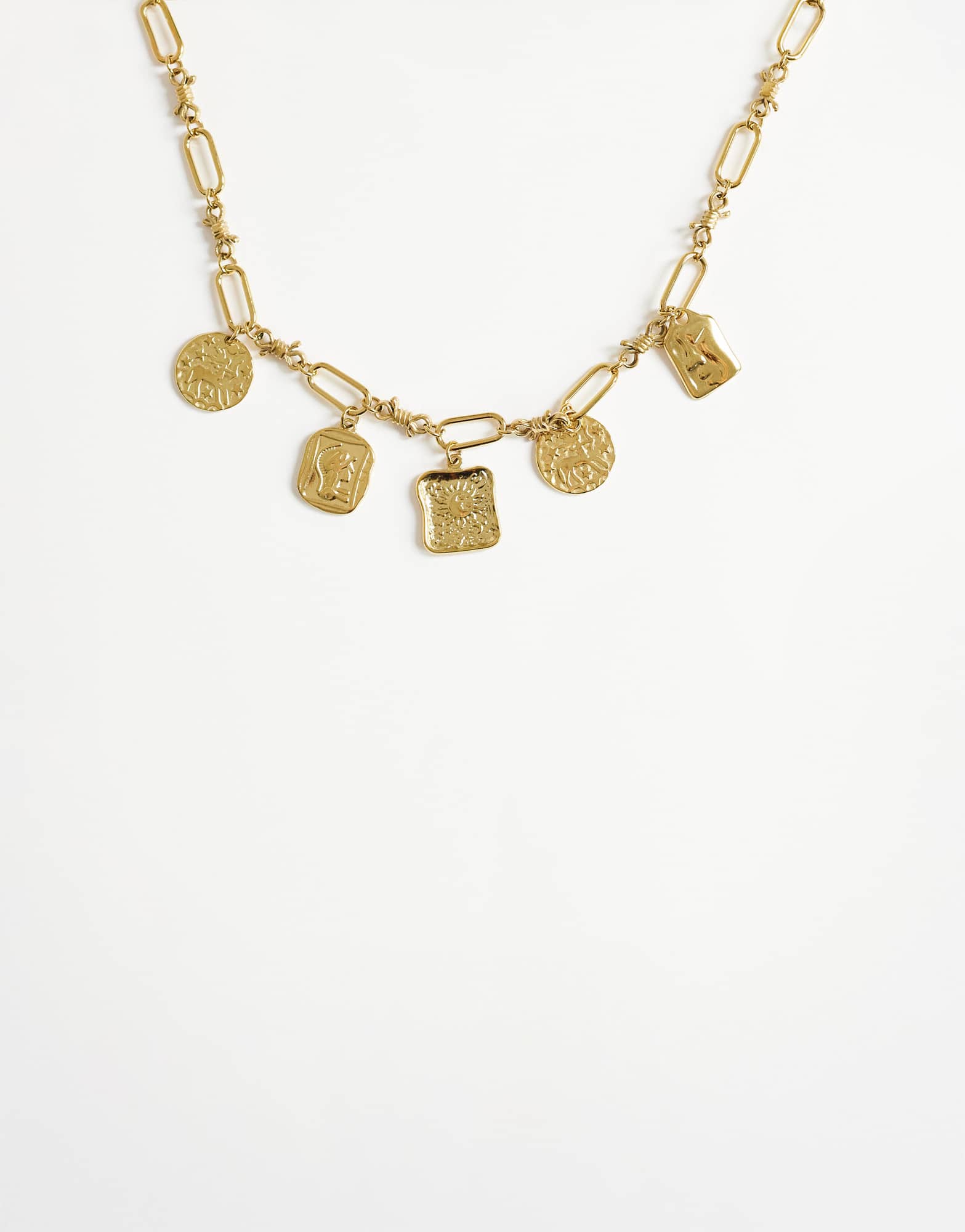 Topshop Naya waterproof stainless steel chain necklace with charms in gold