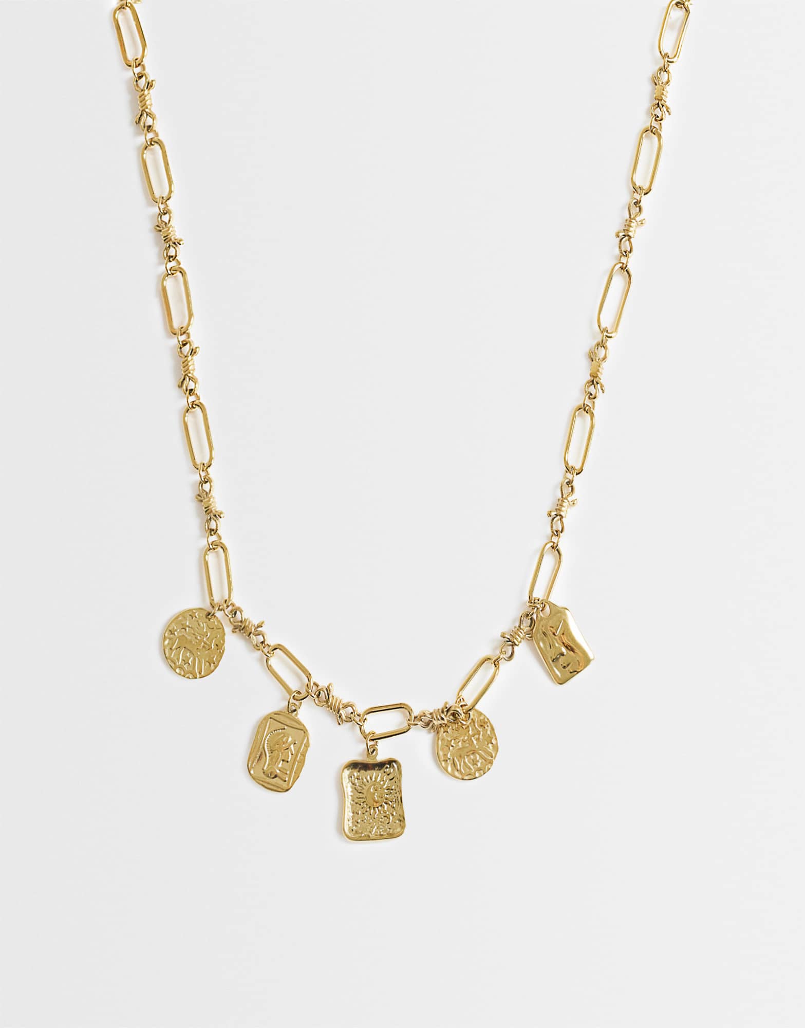 Topshop Naya waterproof stainless steel chain necklace with charms in gold