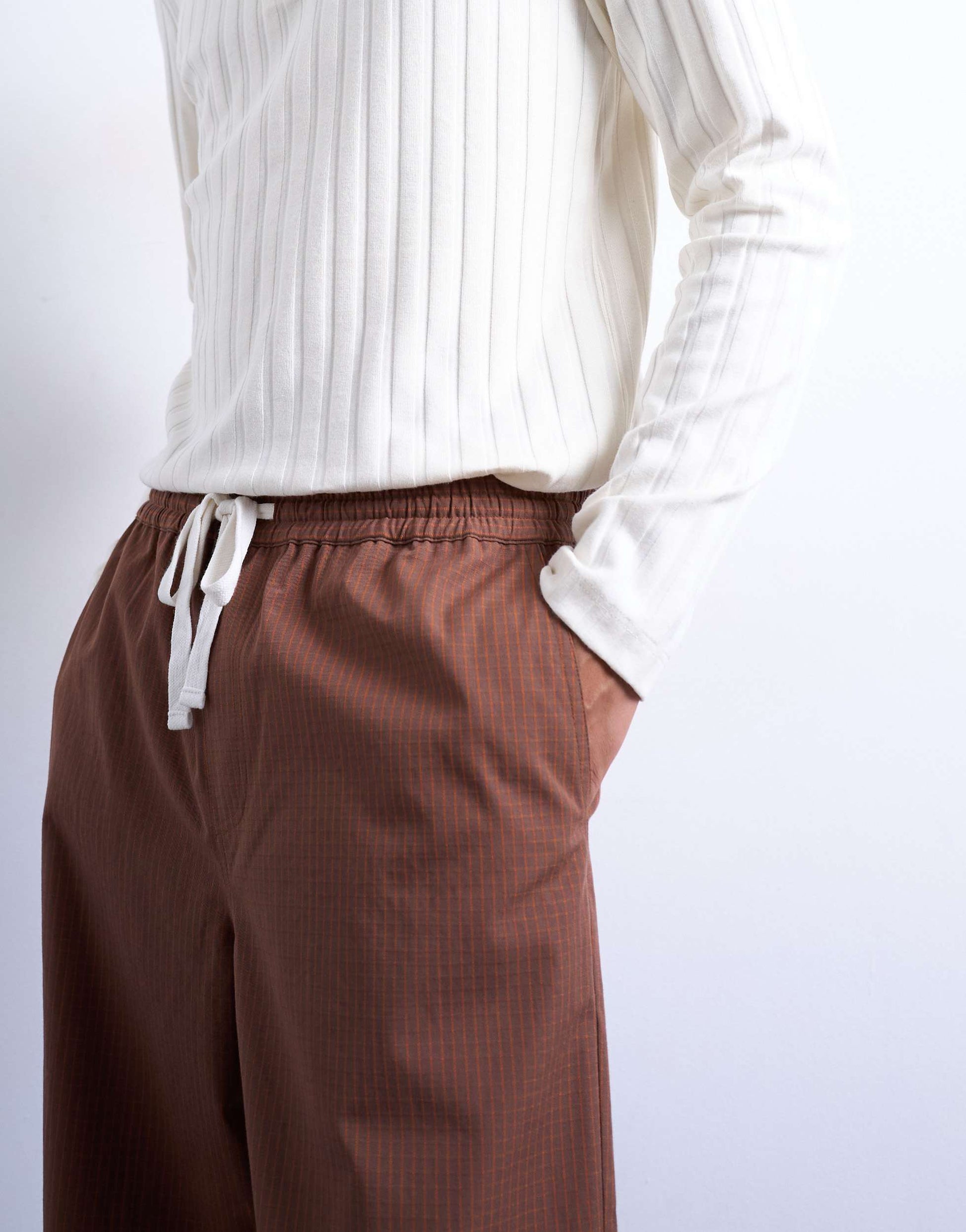 Topman baggy ripstop trouser in brown