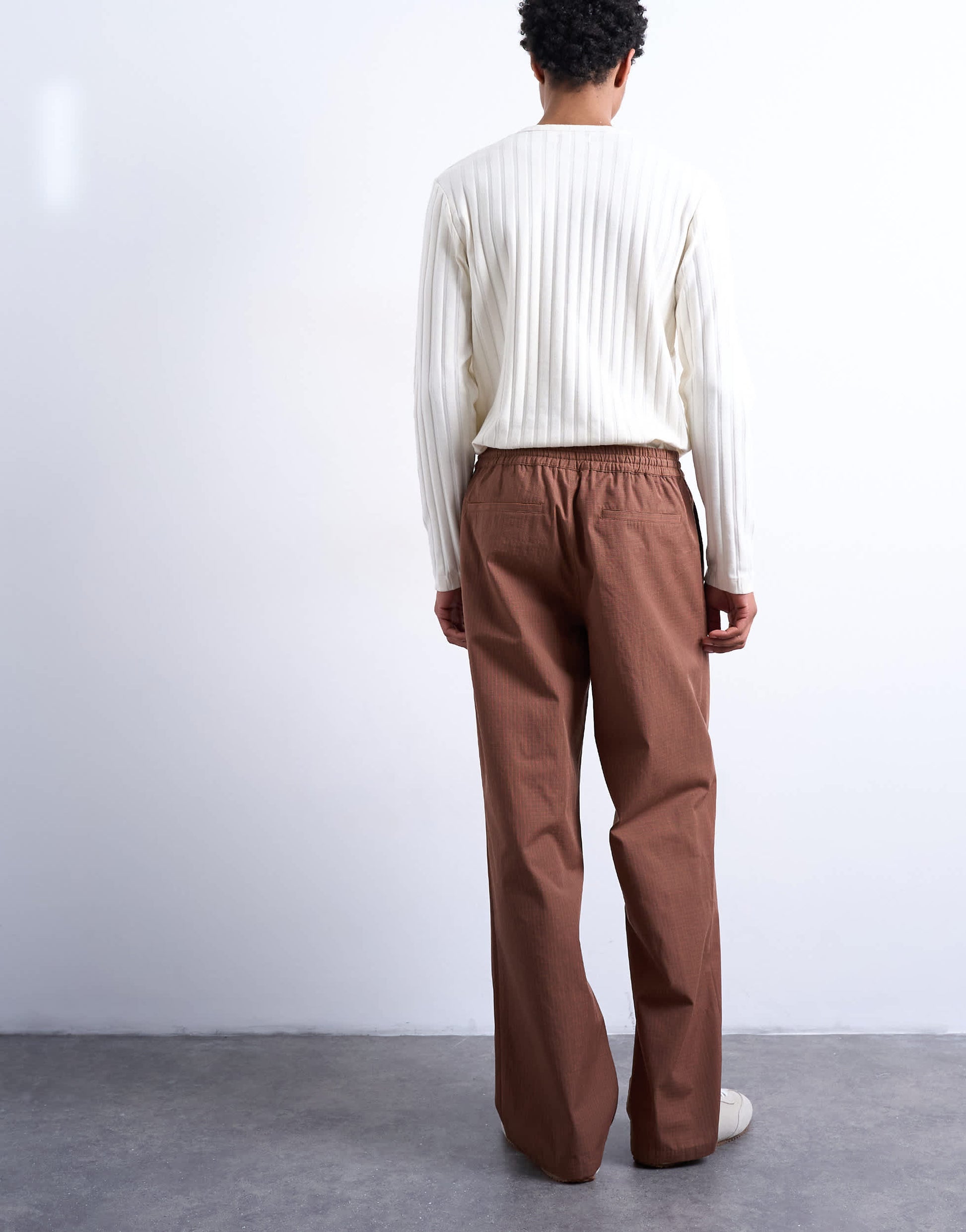 Topman baggy ripstop trouser in brown