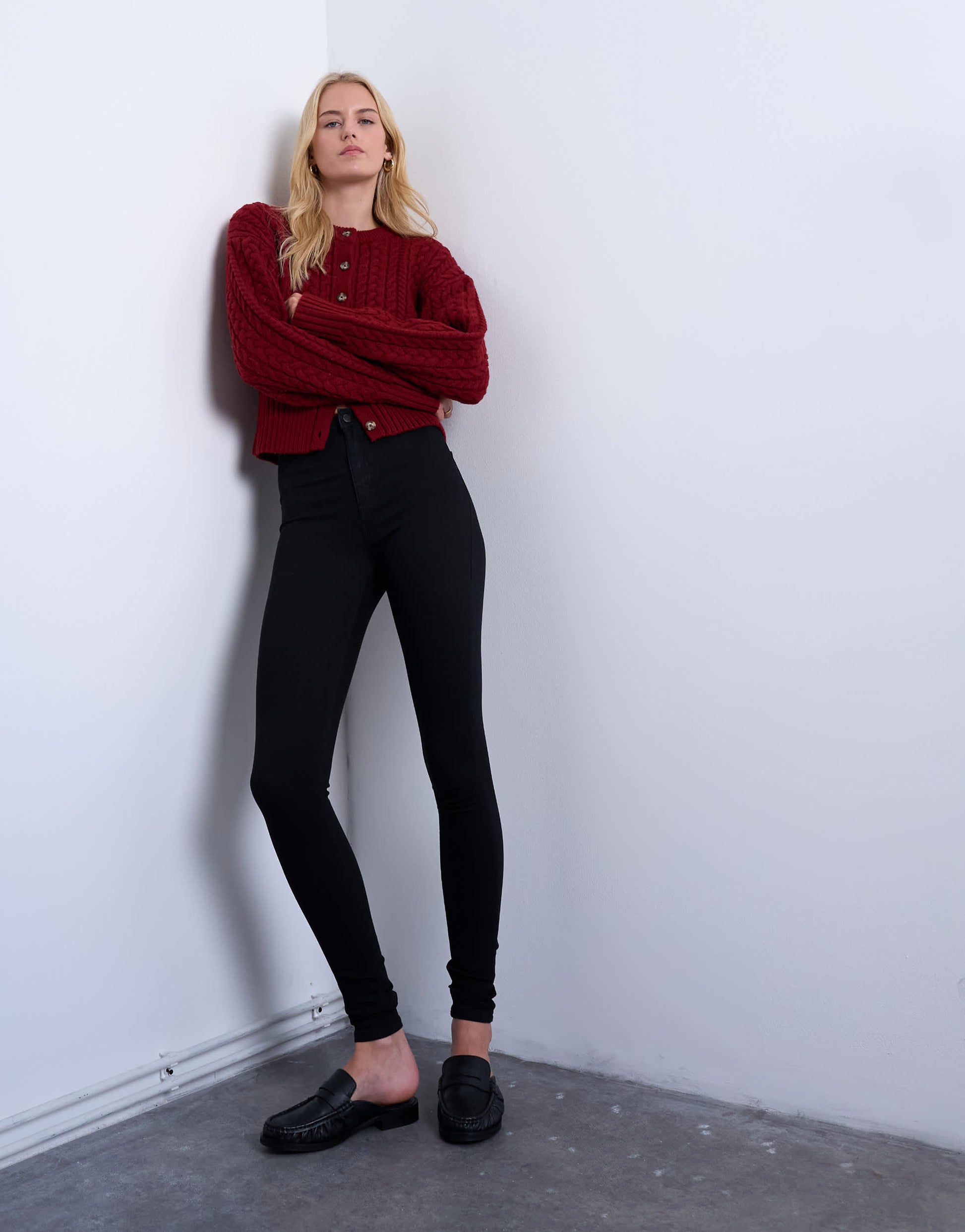 Topshop Tall Joni high rise skinny jean in black
