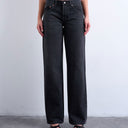 Topshop Ember low rise straight leg jean in washed black