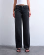Topshop Ember low rise relaxed straight leg jean in washed black