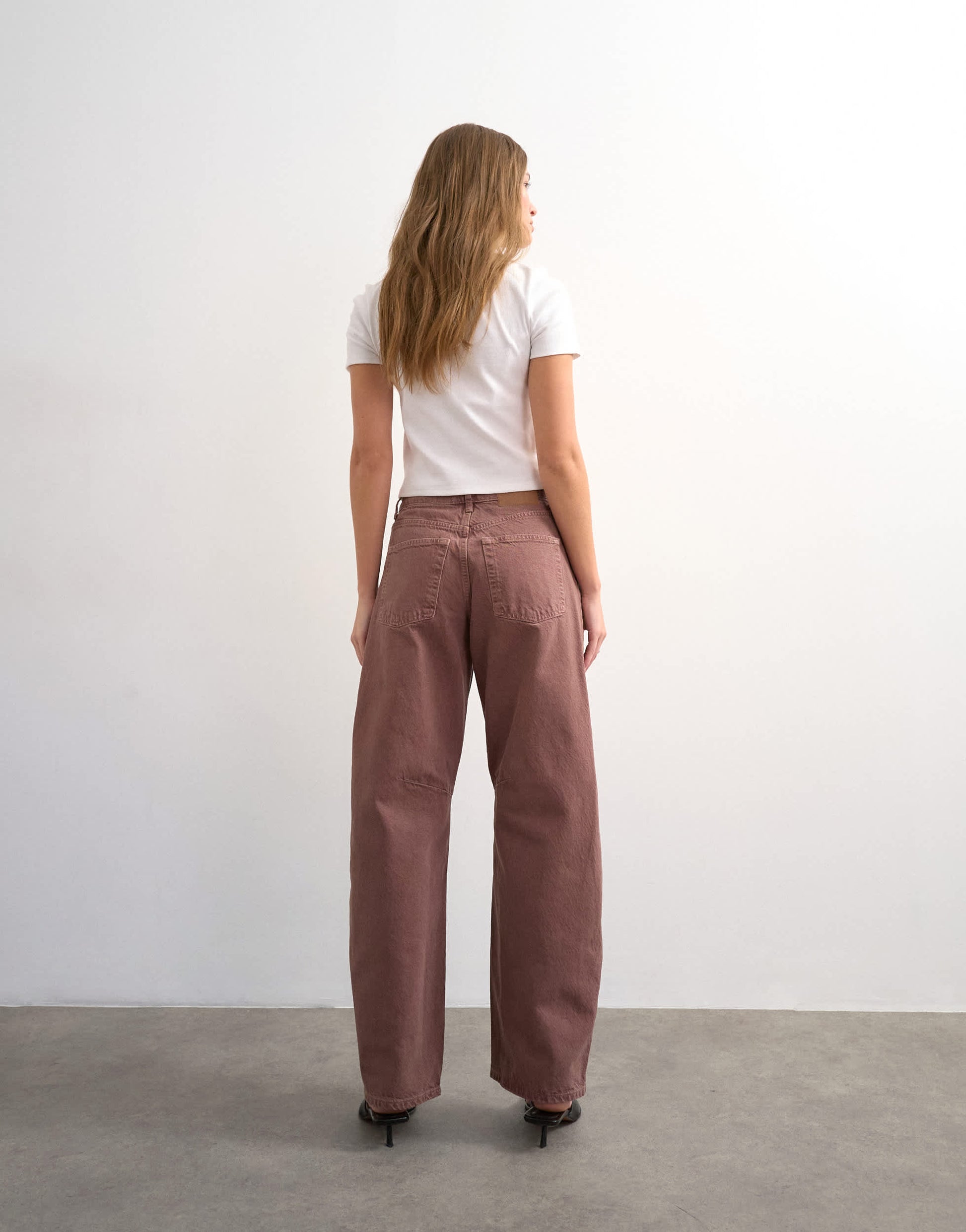 Topshop Barrel mid rise jean in eggplant