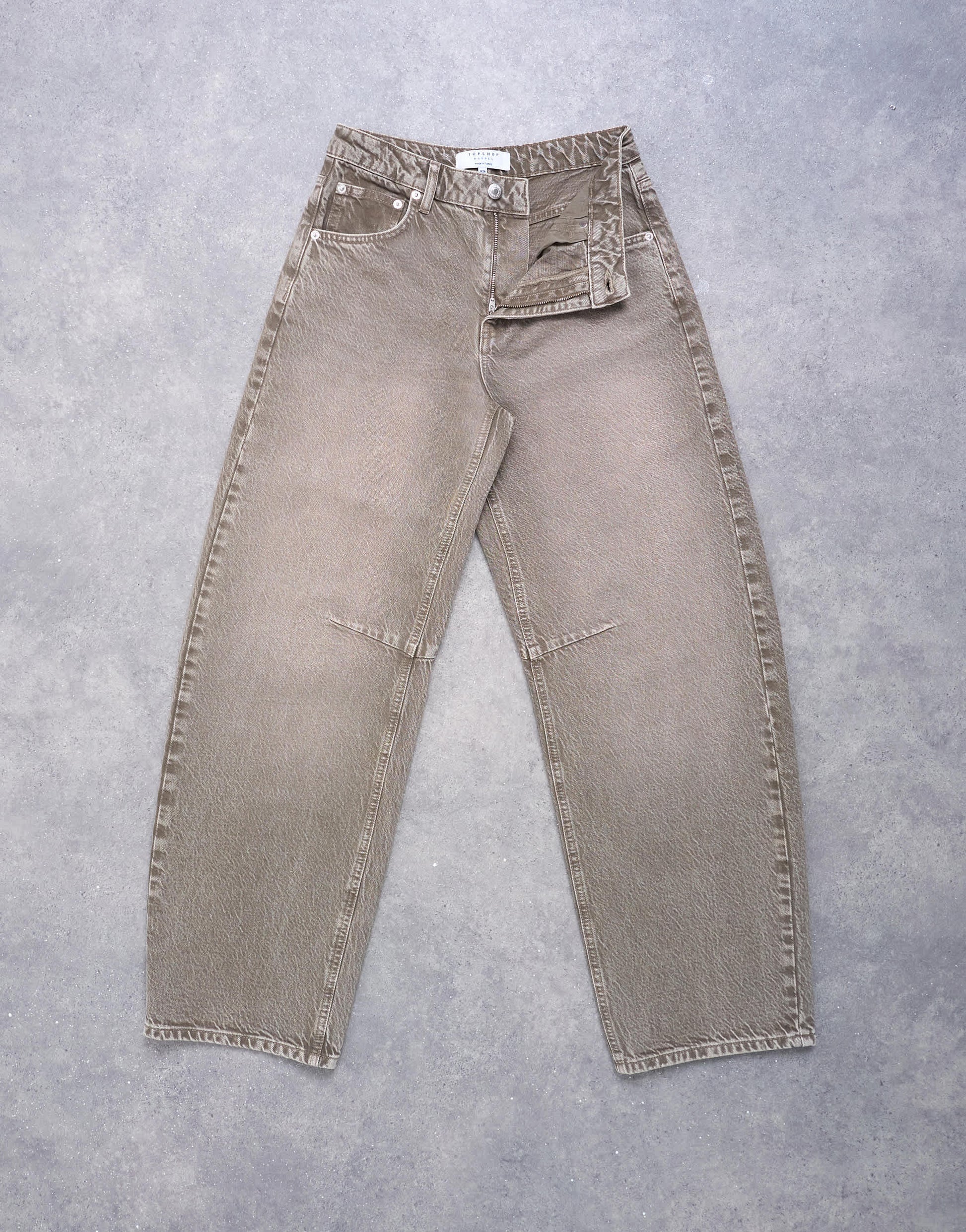 Topshop Barrel mid rise jean in pesto