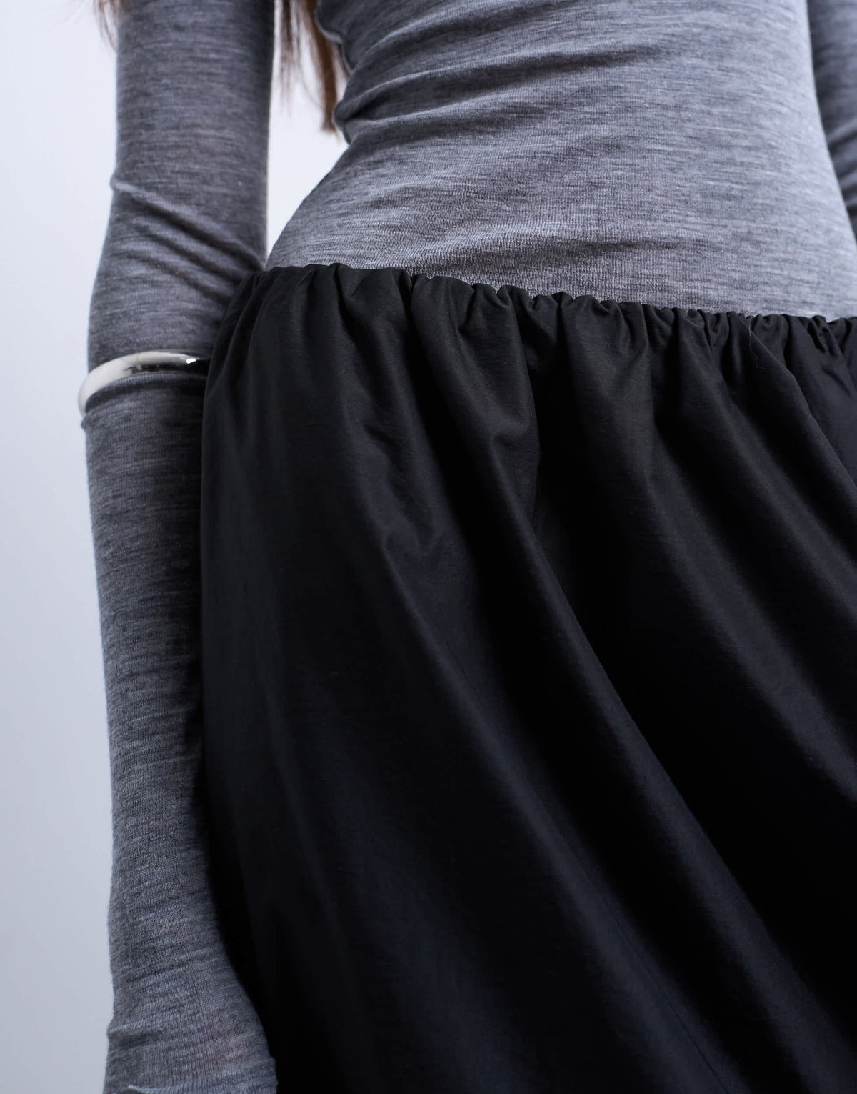 Topshop techy seam detail bubble hem maxi skirt in black
