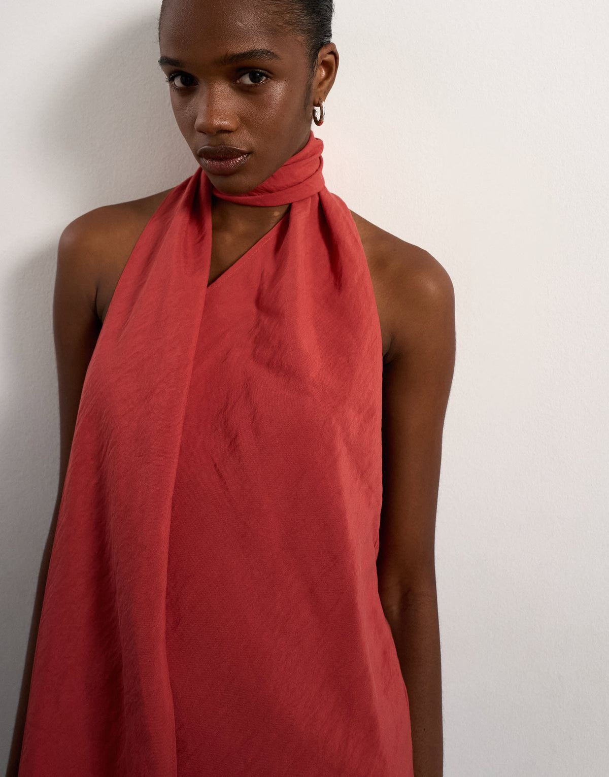 Topshop halter scarf detail top in rust