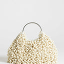 Topshop Hunter bead grab bag with metal handle in ivory