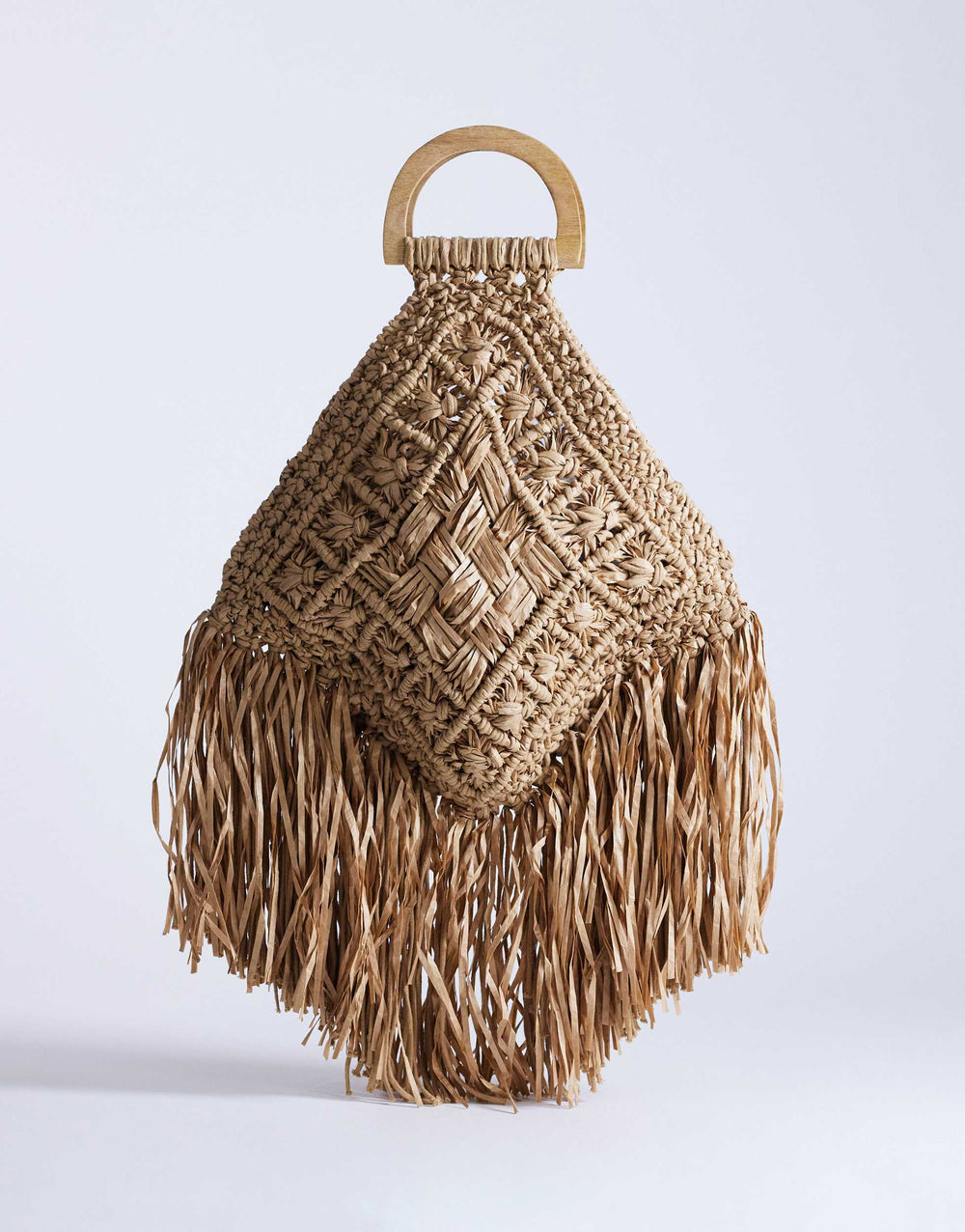 Topshop Hugo weave tassel straw bag in natural