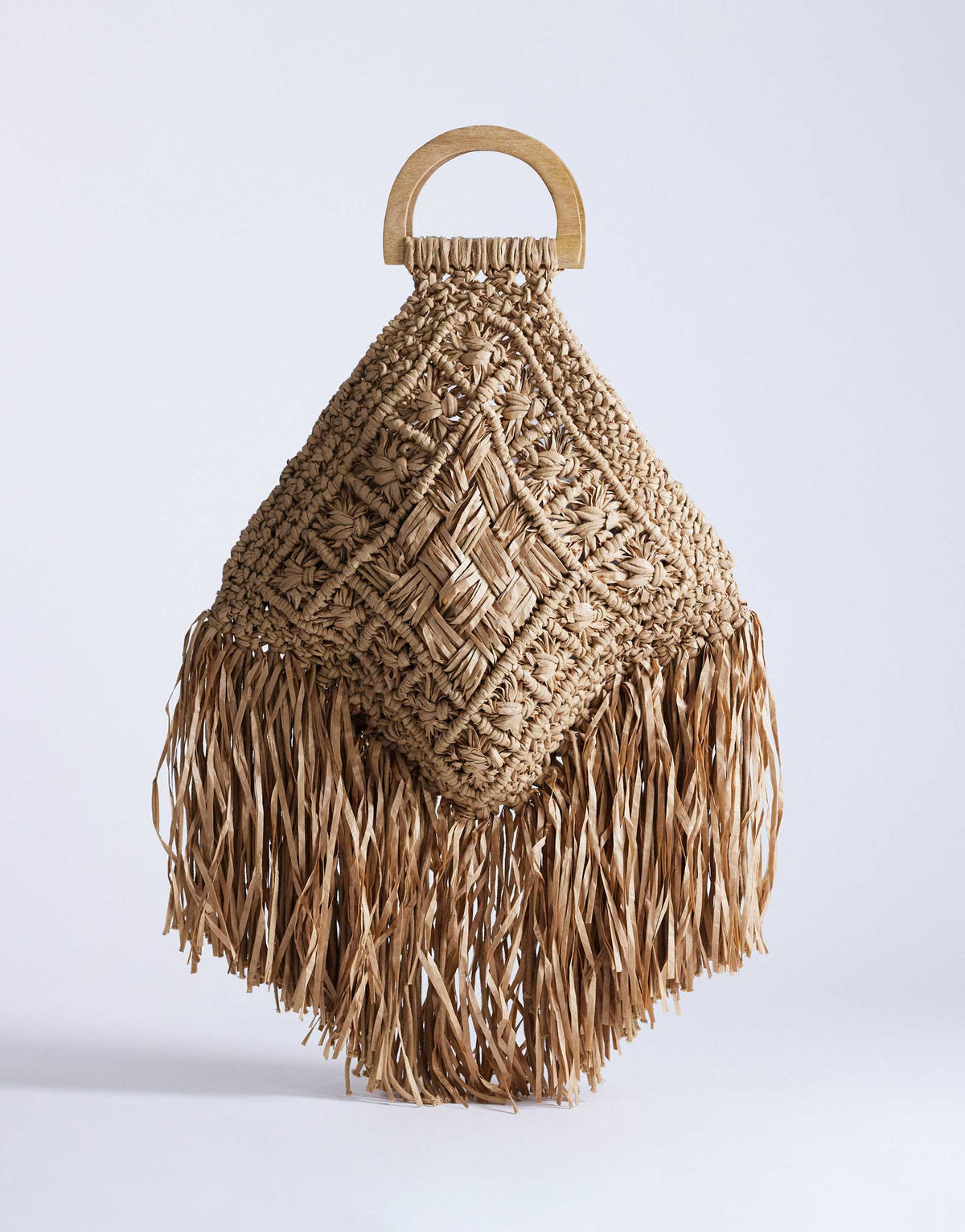 Topshop Hugo weave tassel straw bag in natural