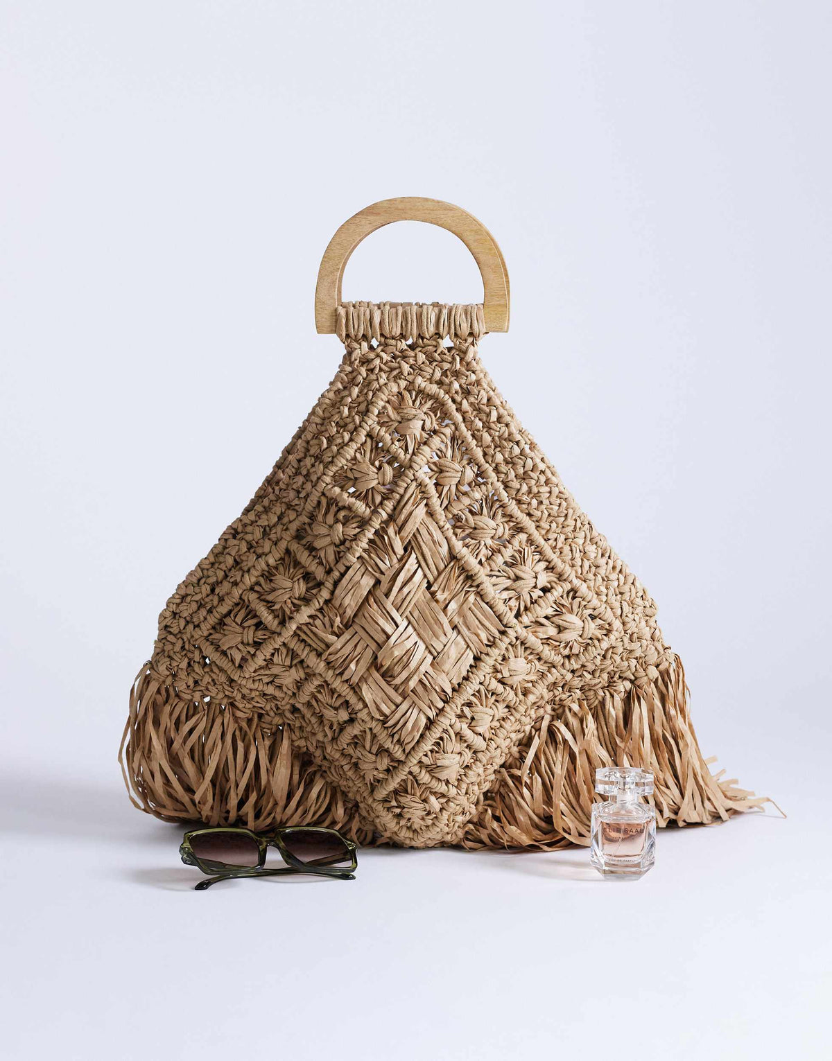 Topshop Hugo weave tassel straw bag in natural