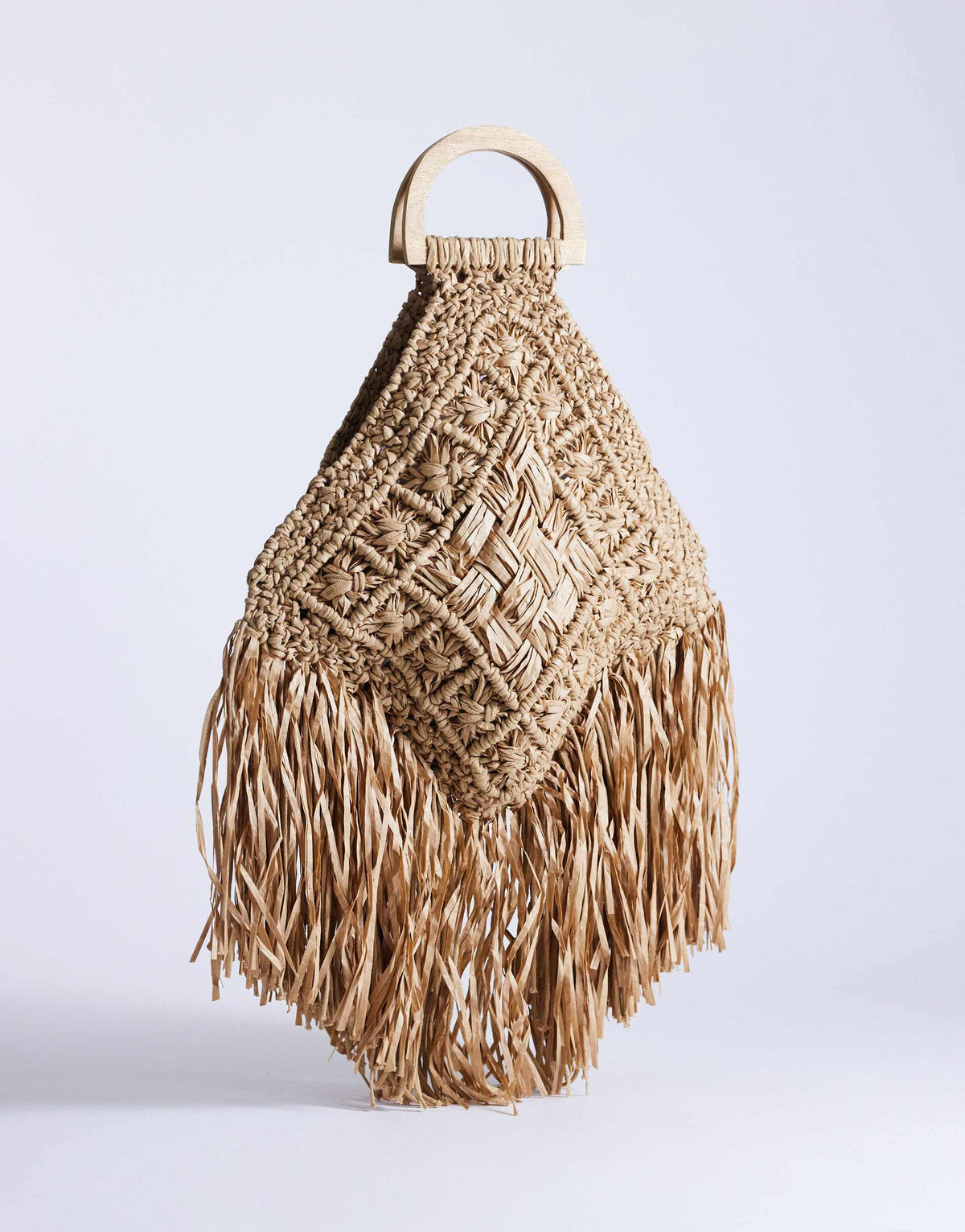 Topshop Hugo weave tassel straw bag in natural