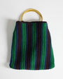 Topshop Carlie metal handle stripe crochet bag in green stripe