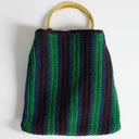 Topshop Carlie metal handle stripe crochet bag in green stripe
