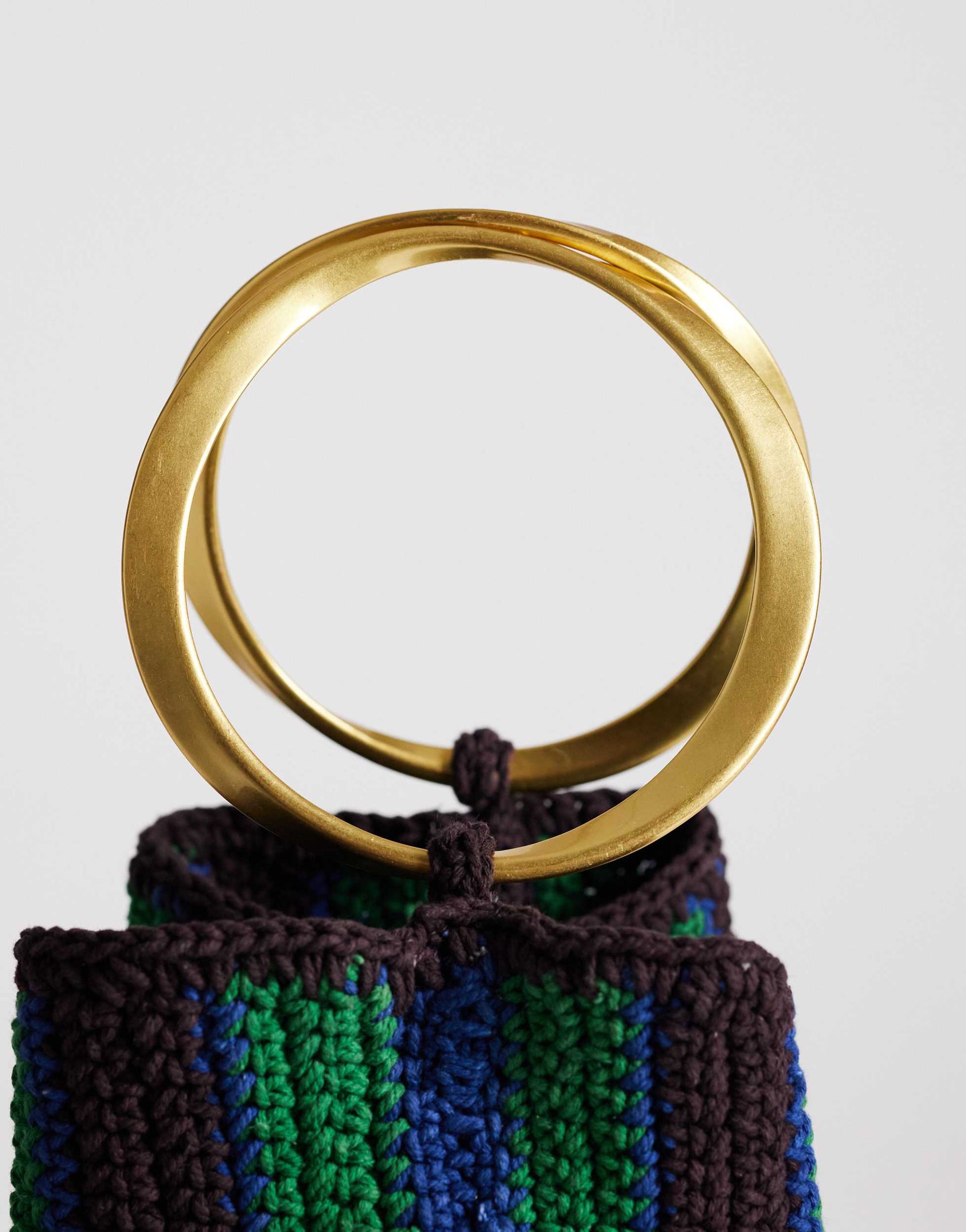 Topshop Carlie metal handle stripe crochet bag in green stripe