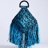 Topshop Hugo weave tassel straw bag in blue & black