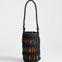 Topshop Harley raffia grab bag with beads in black & multi
