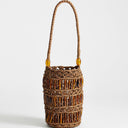 Topshop Harley raffia grab bag with beads in brown & tort