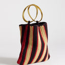 Topshop Carlie metal handle stripe crochet bag in chocolate stripe
