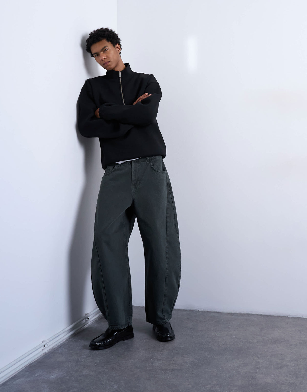 Topman barrel jean in green