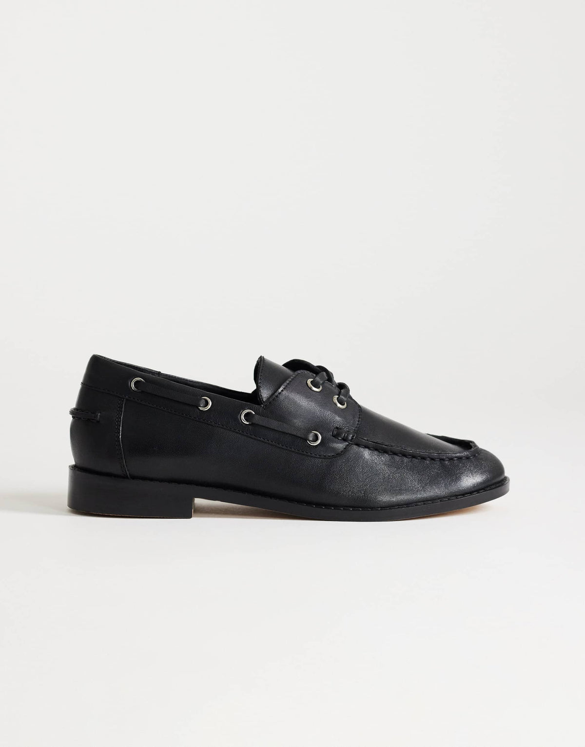Topshop Brandi leather lace up shoe in black