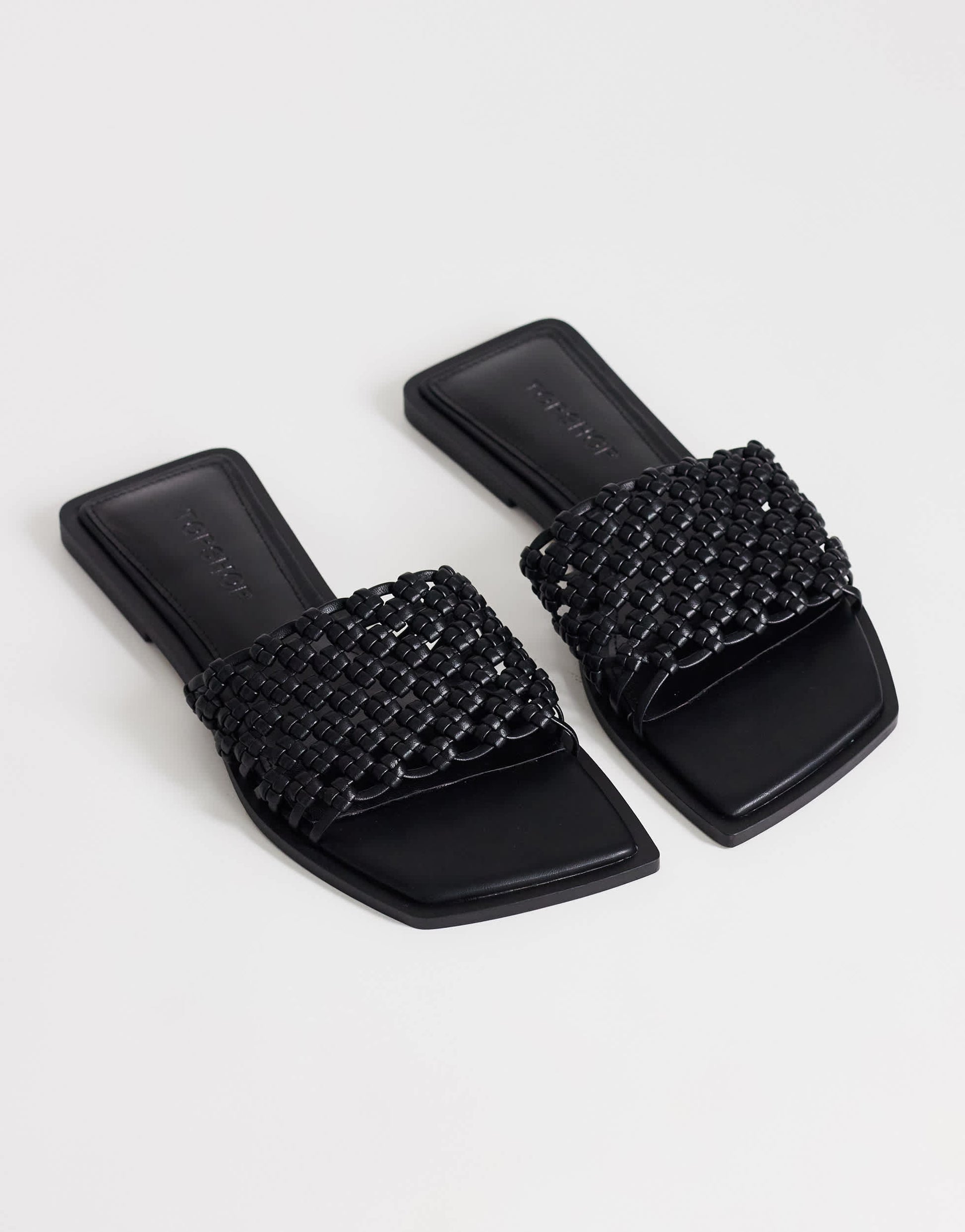 Topshop Eve woven flat sandal in black