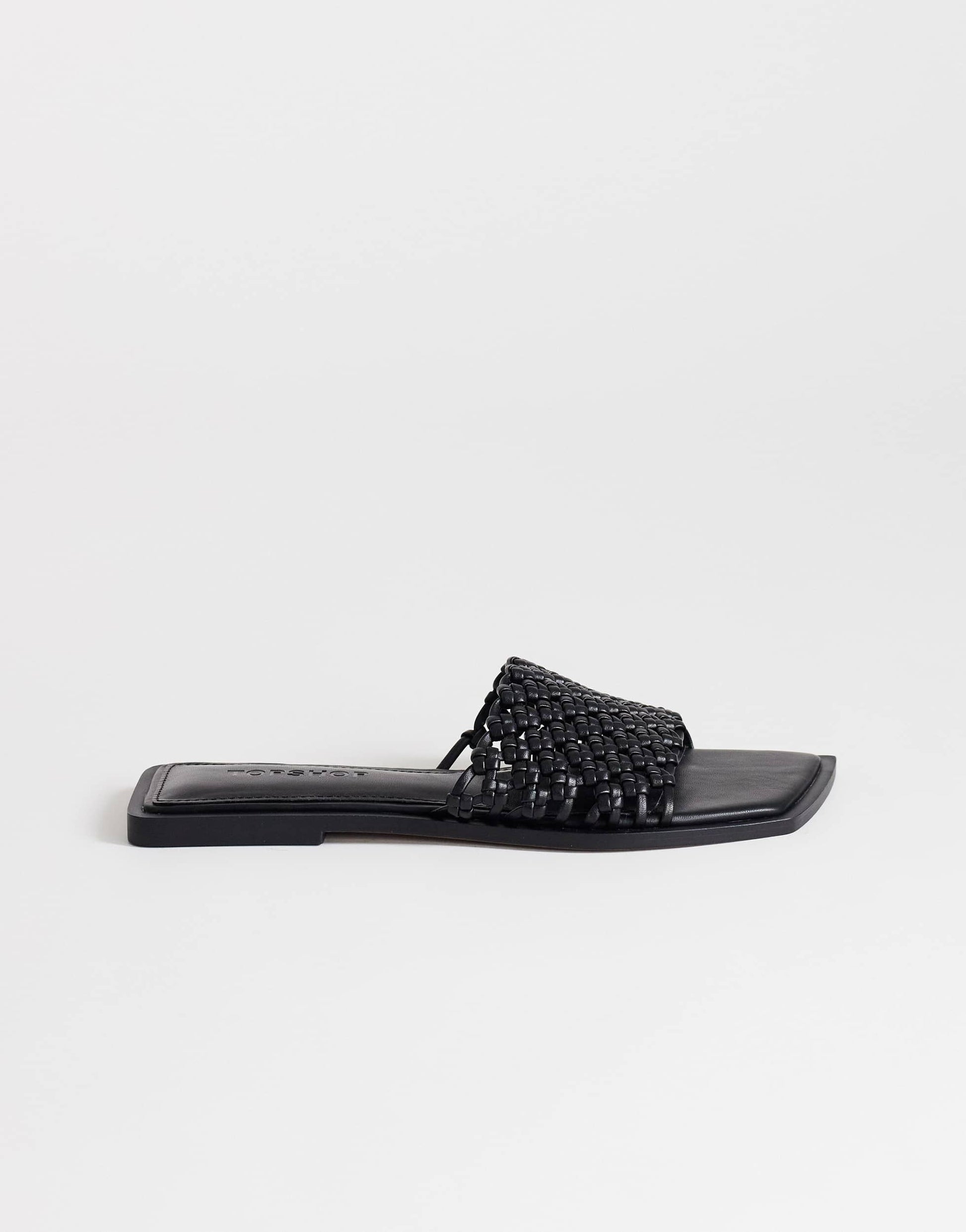 Topshop Eve woven flat sandal in black