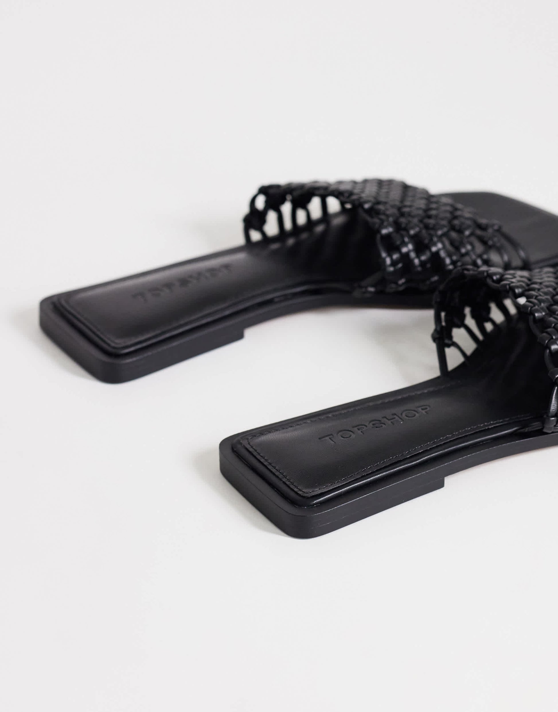 Topshop Eve woven flat sandal in black