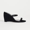 Topshop Abi strappy wedge heel in black hair on real leather