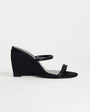 Topshop Abi strappy wedge high heel in black hair on real leather