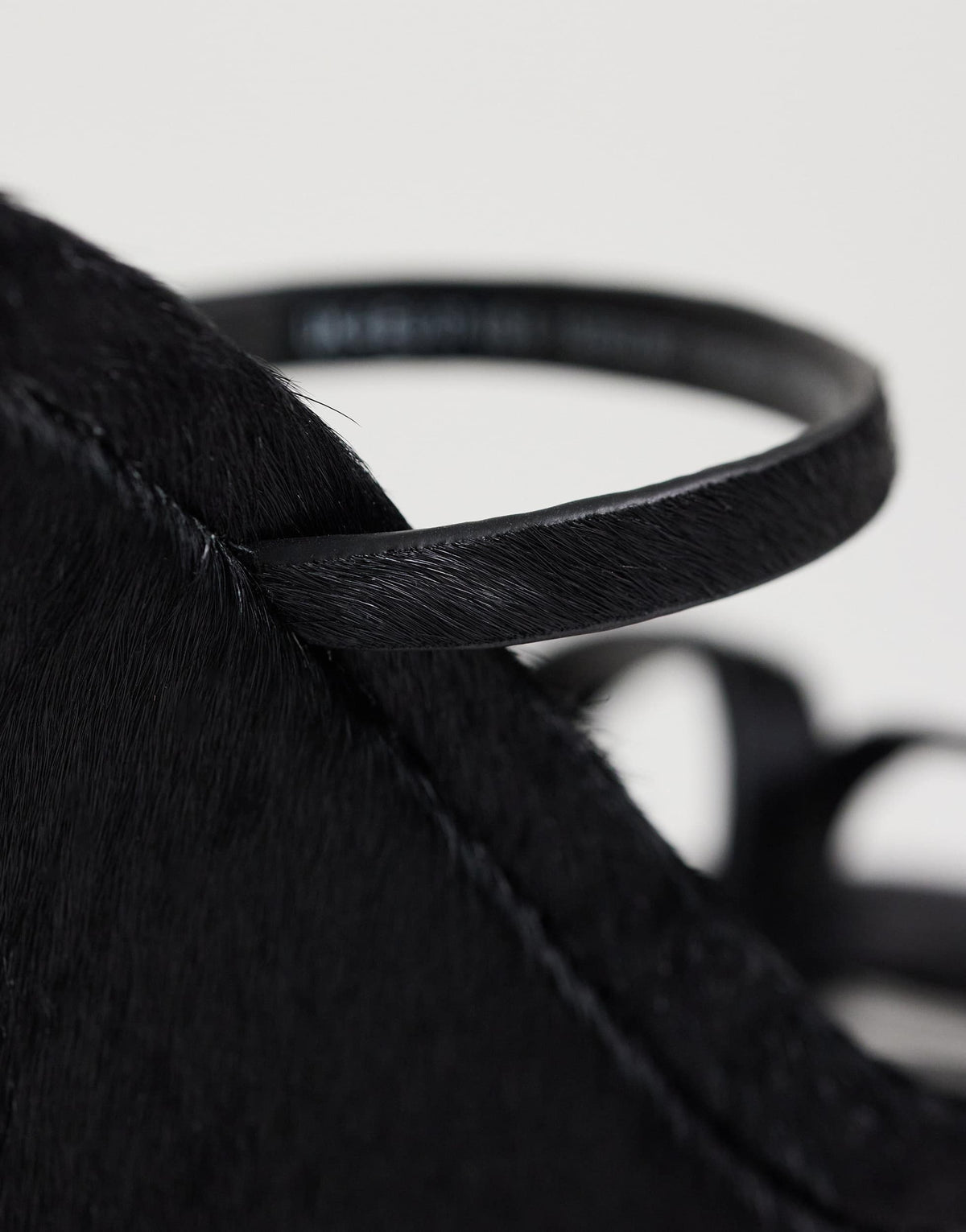 Topshop Abi strappy wedge high heel in black hair on real leather