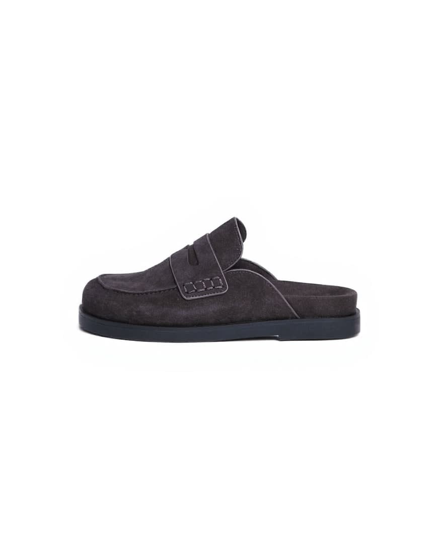 Topshop Addie real suede mule loafer in chocolate