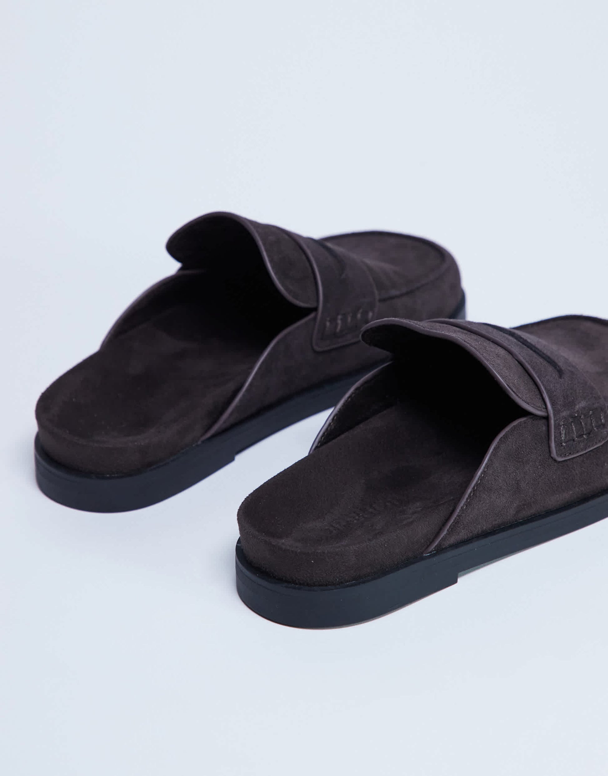 Topshop Addie real suede mule loafer in chocolate