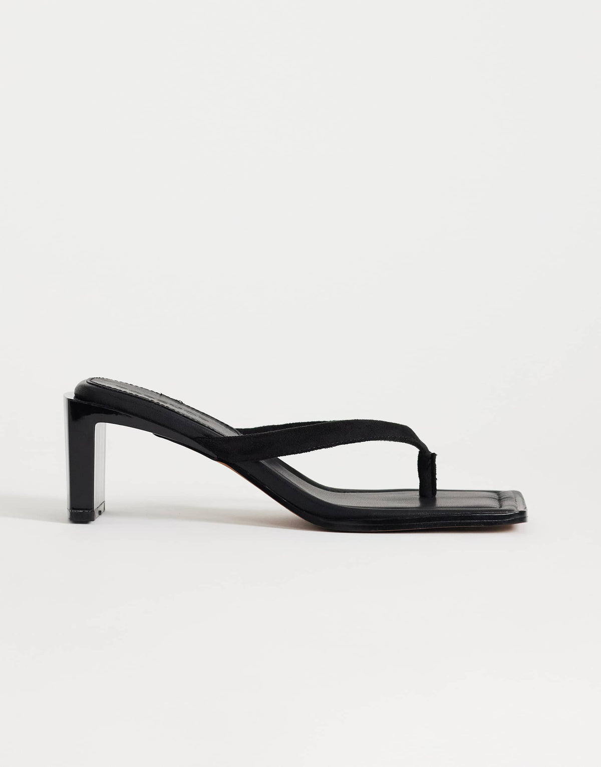 Topshop Sadie toe thong mid heel in black