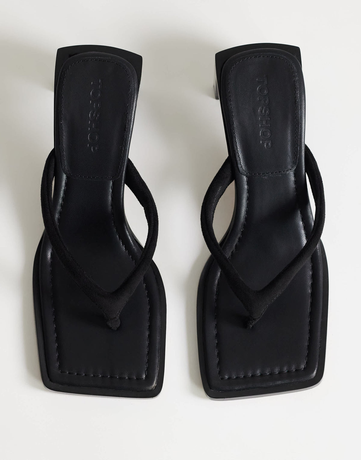 Topshop Sadie toe thong mid heel in black