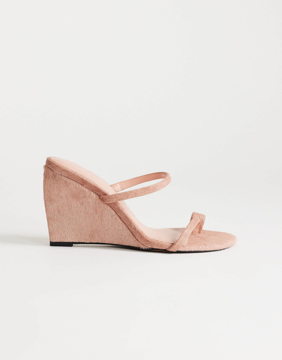 Topshop Abi strappy wedge high heel in pink hair on real leather