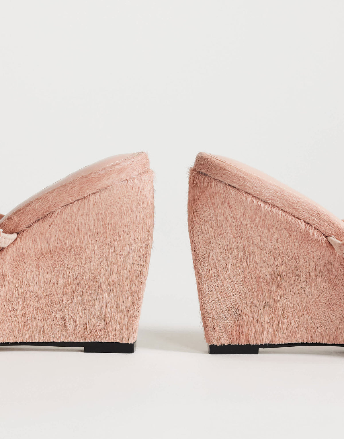 Topshop Abi strappy wedge high heel in pink hair on real leather