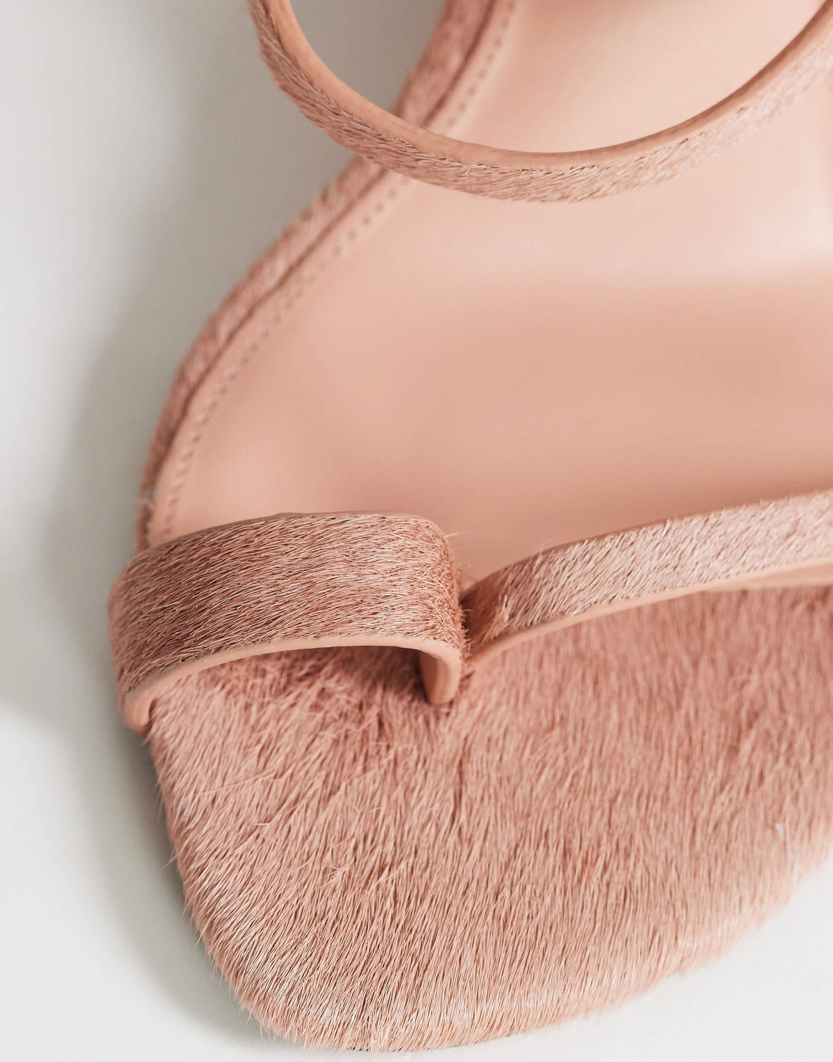 Topshop Abi strappy wedge high heel in pink hair on real leather