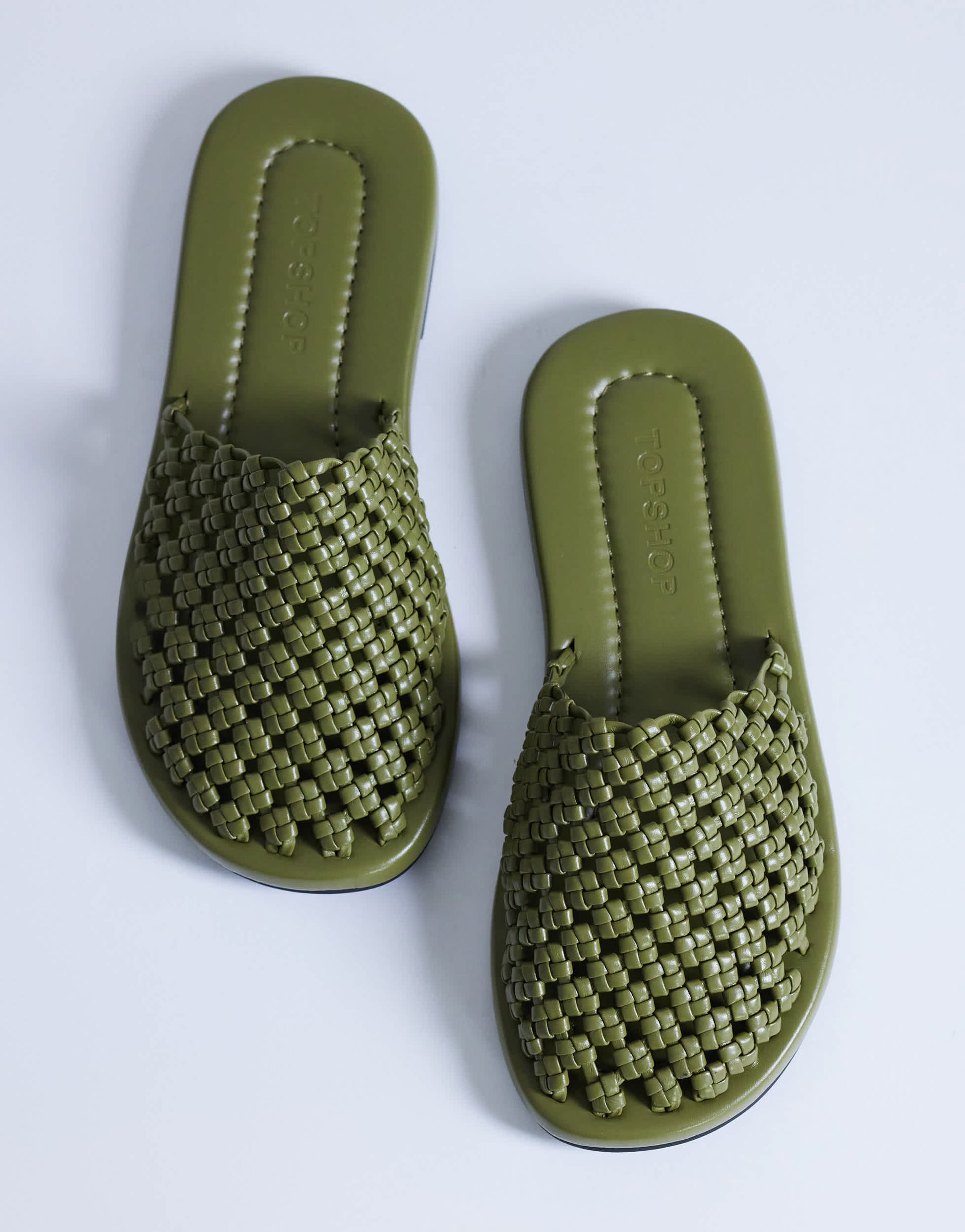 Topshop Bibi woven mule in olive