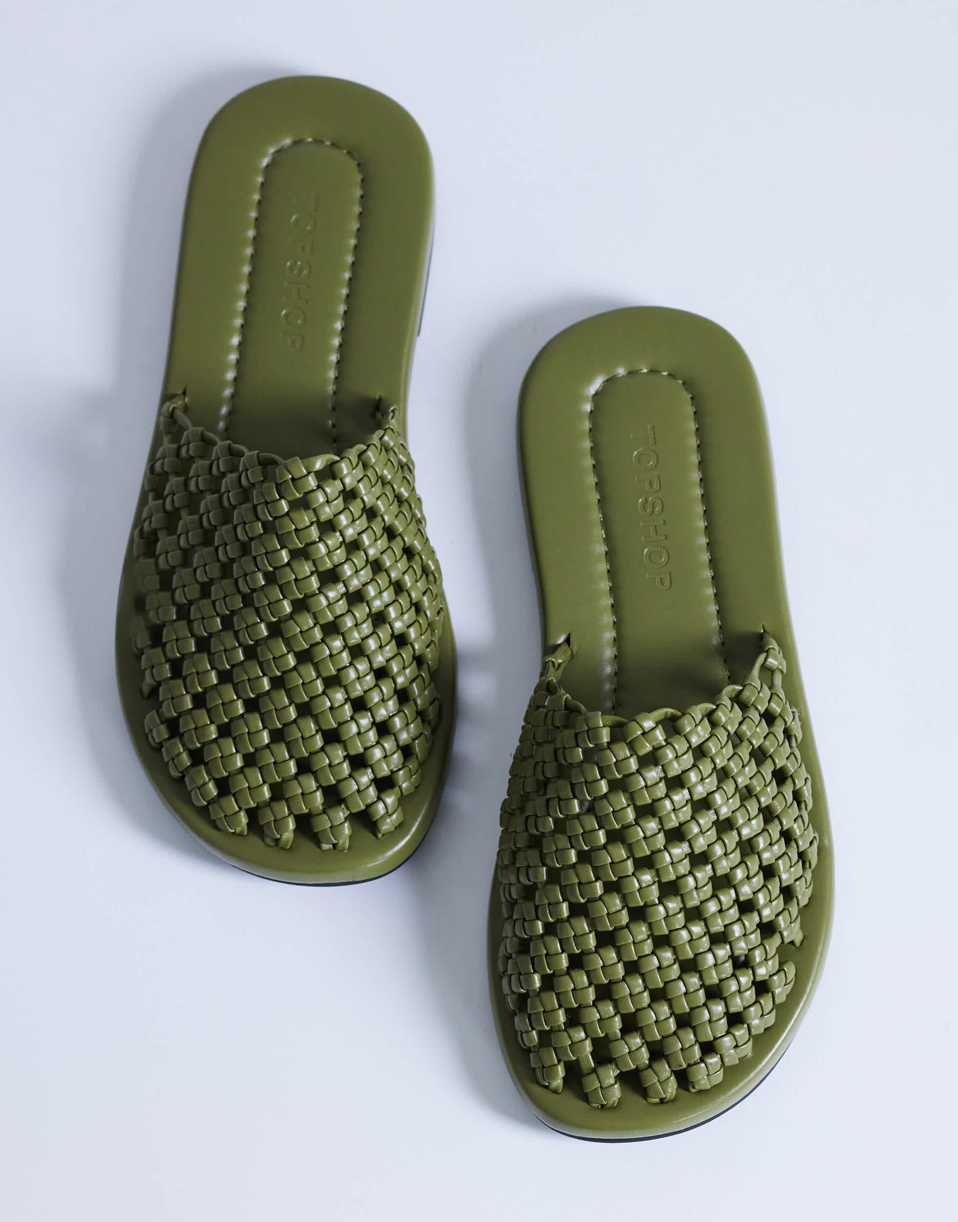 Topshop Bibi woven mule in olive
