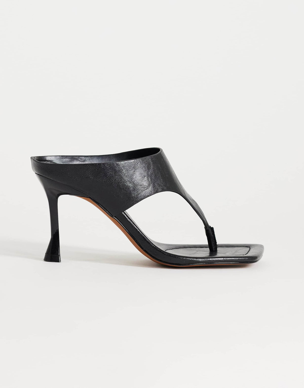 Topshop Elodie toe thong mid heeled mule in black