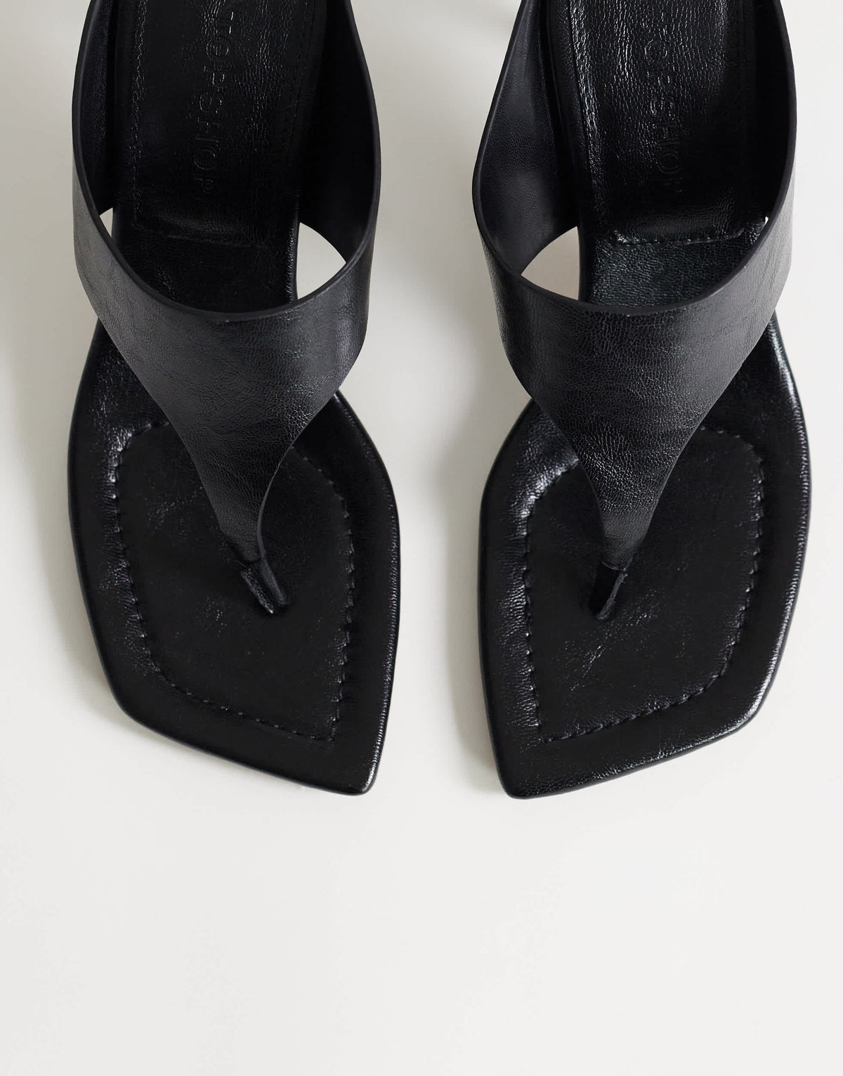 Topshop Elodie toe thong mid heeled mule in black