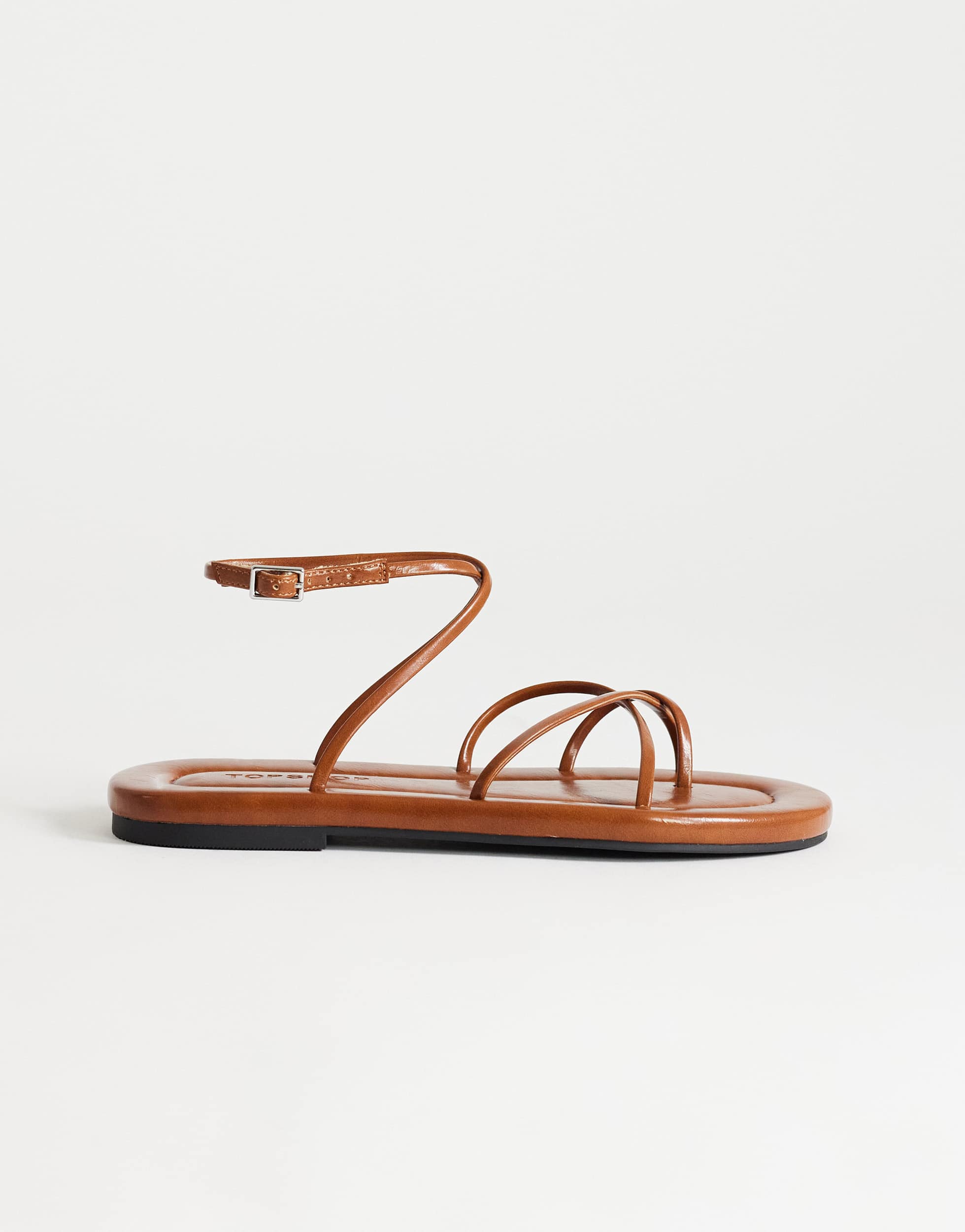 Topshop Emma strappy flat sandal in tan