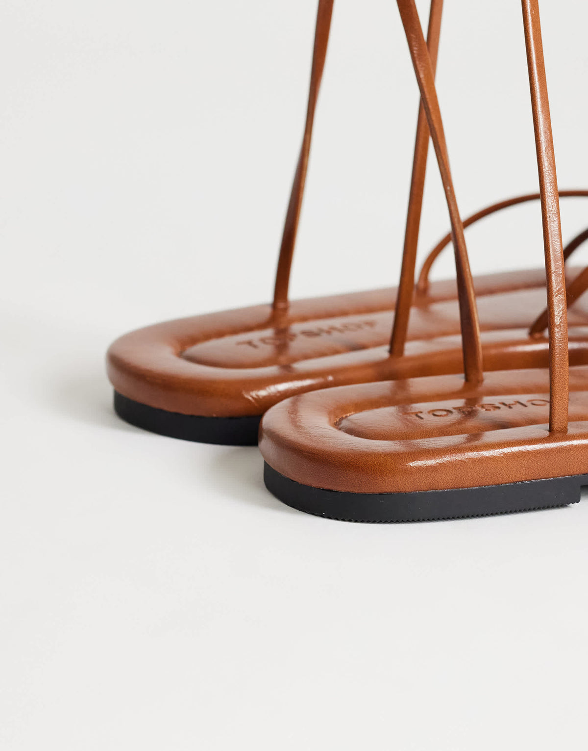 Topshop Emma strappy flat sandal in tan