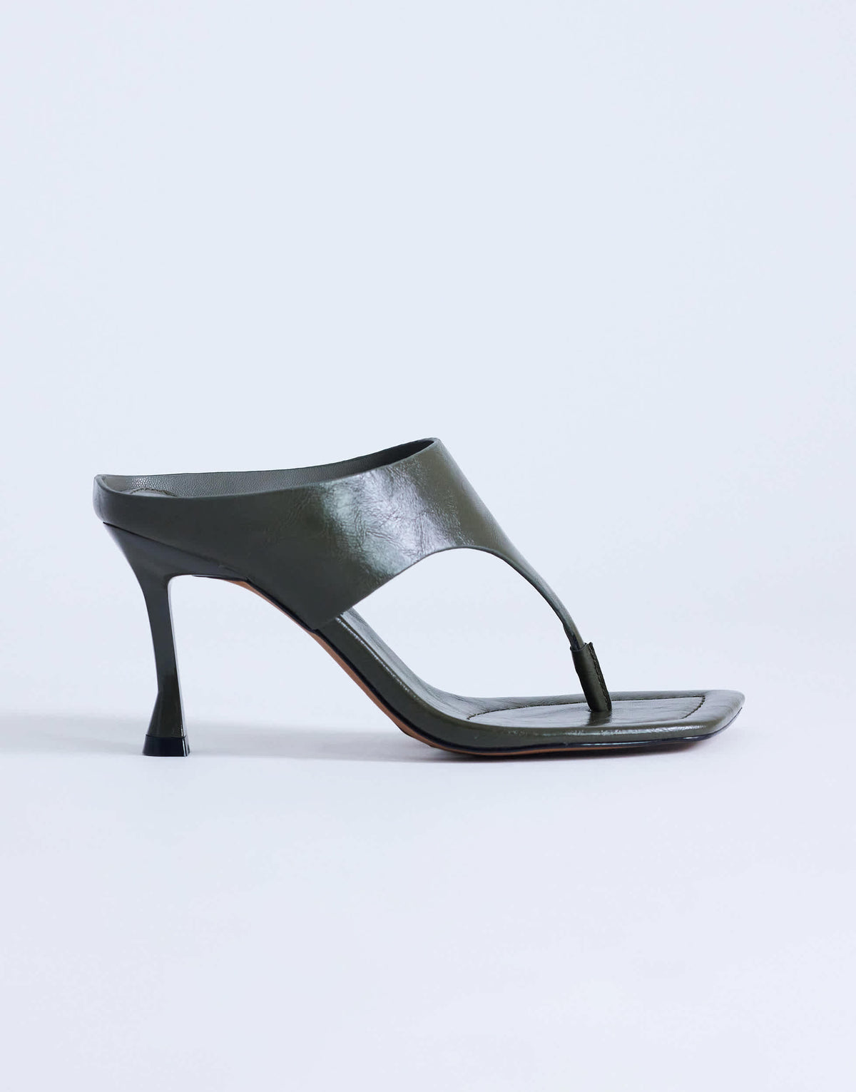 Topshop Elodie toe thong heeled mule in khaki