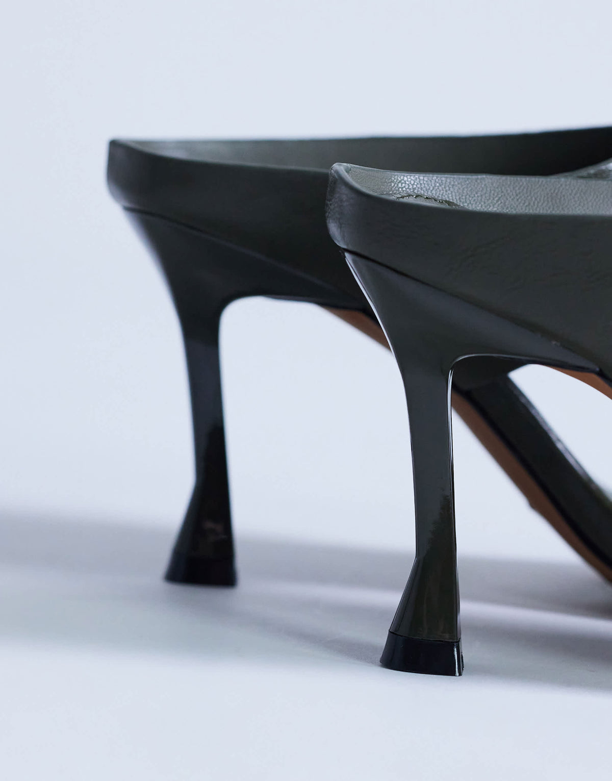 Topshop Elodie toe thong heeled mule in khaki
