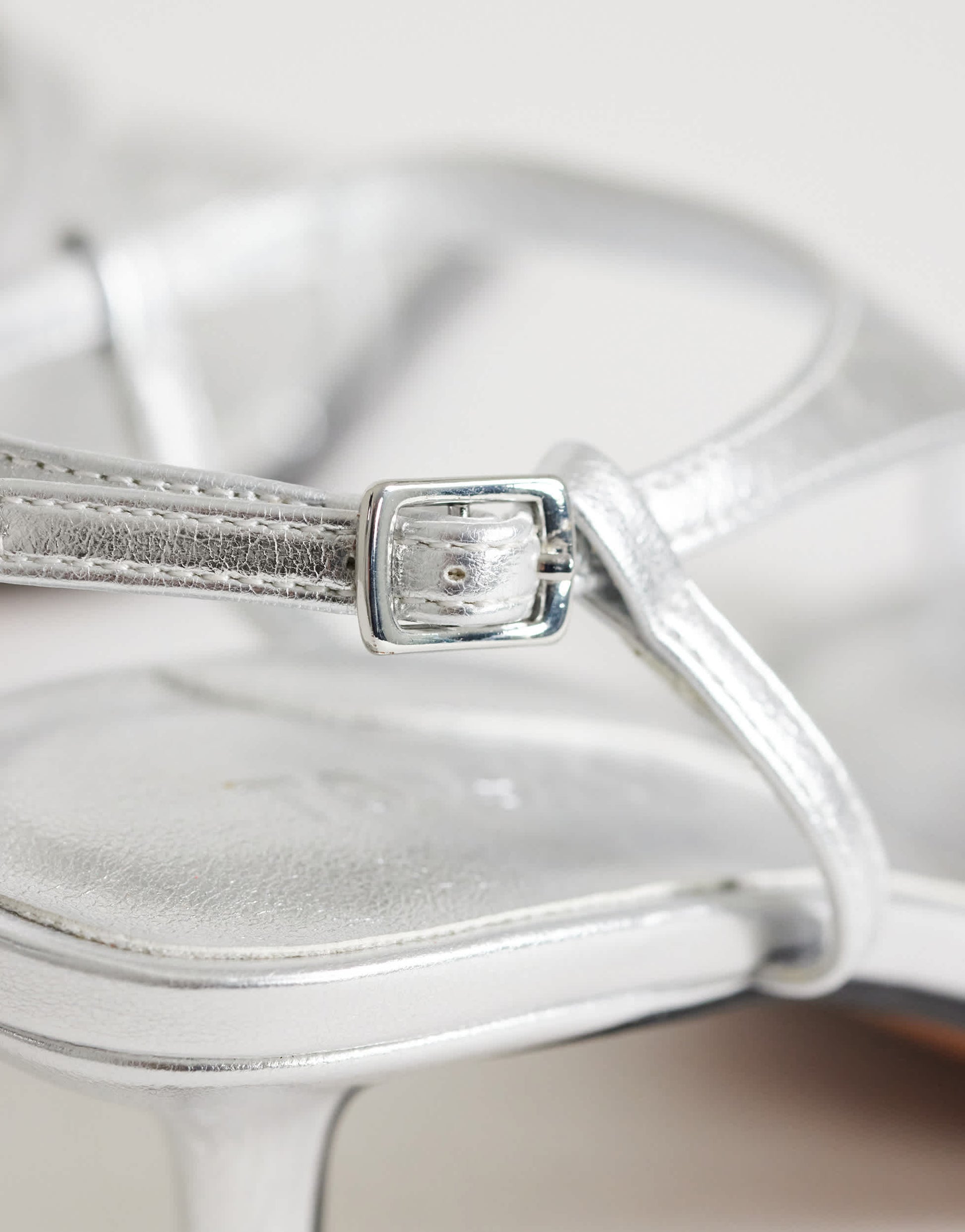 Topshop Selina tie up mid heeled sandal with toe loop in silver