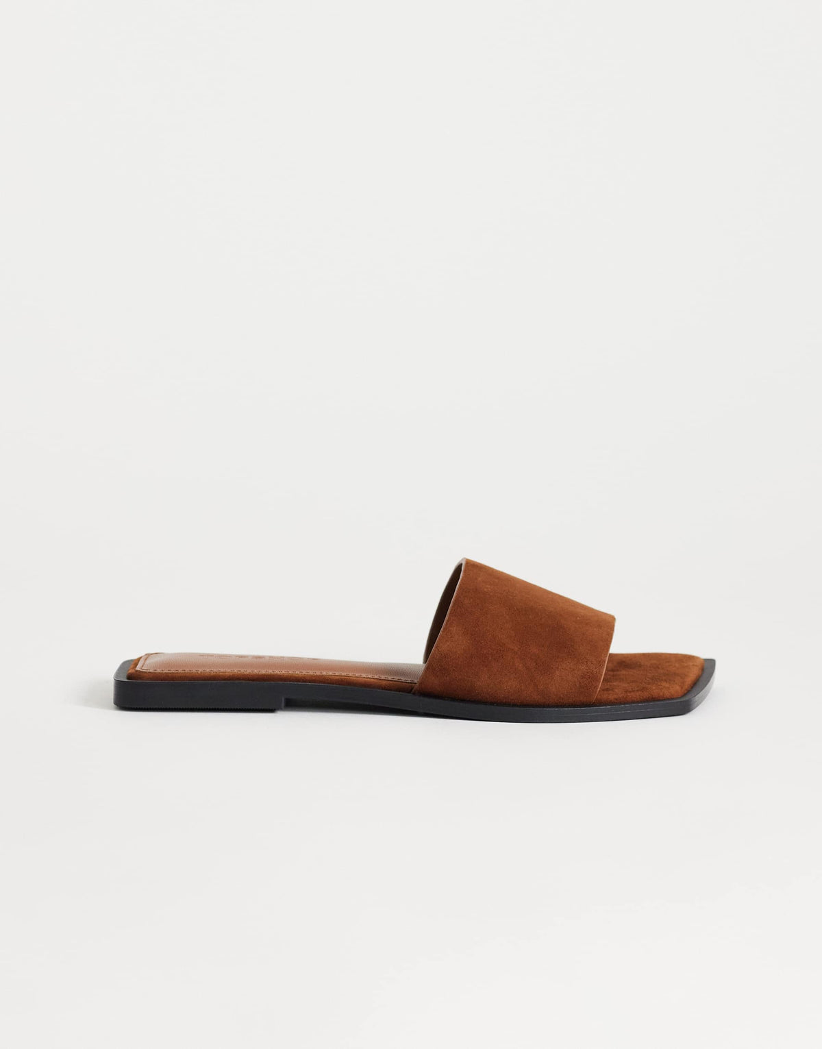 Topshop Sara real suede mule flat sandal in tan