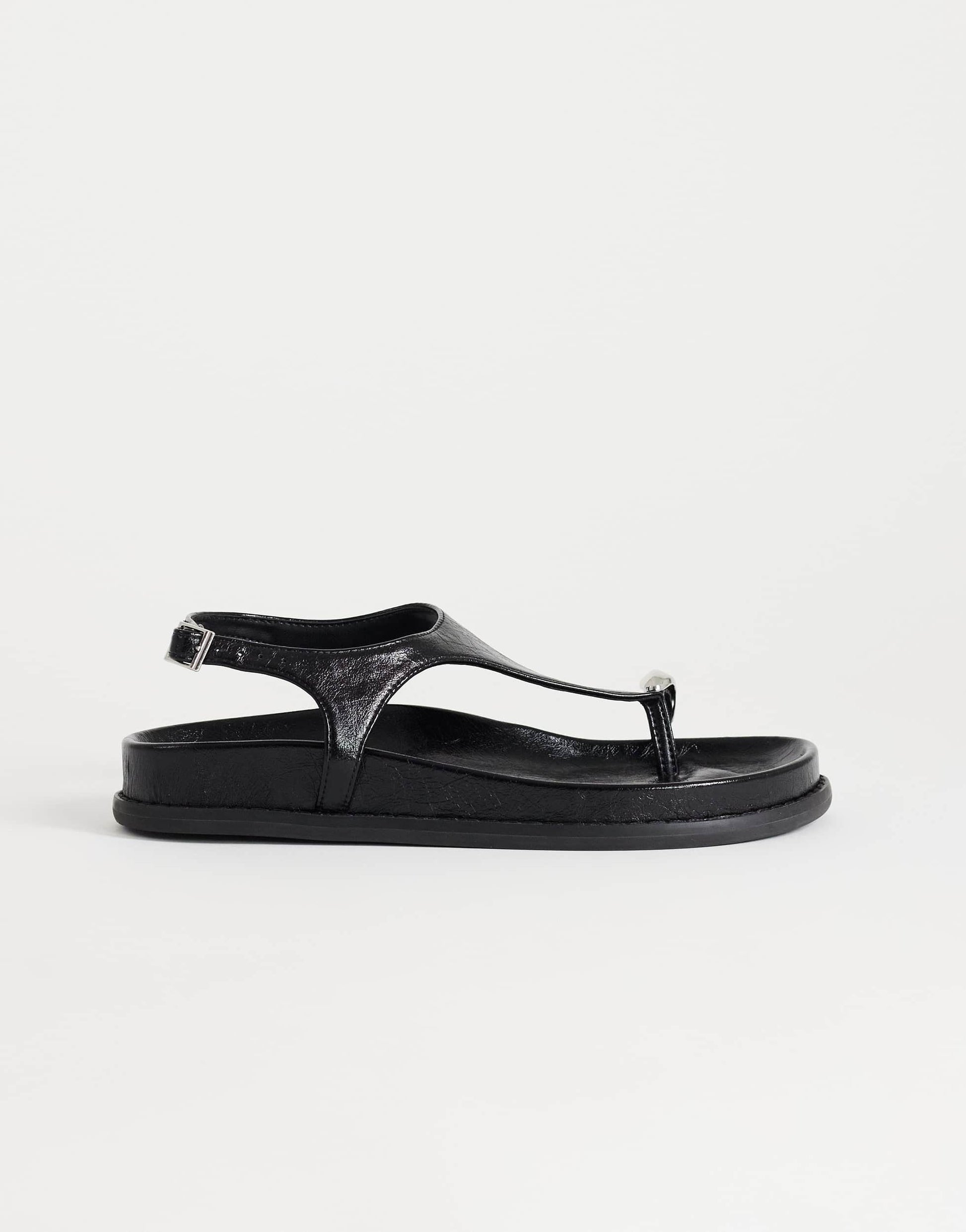 Topshop Elsie hardware footbed sandal in black