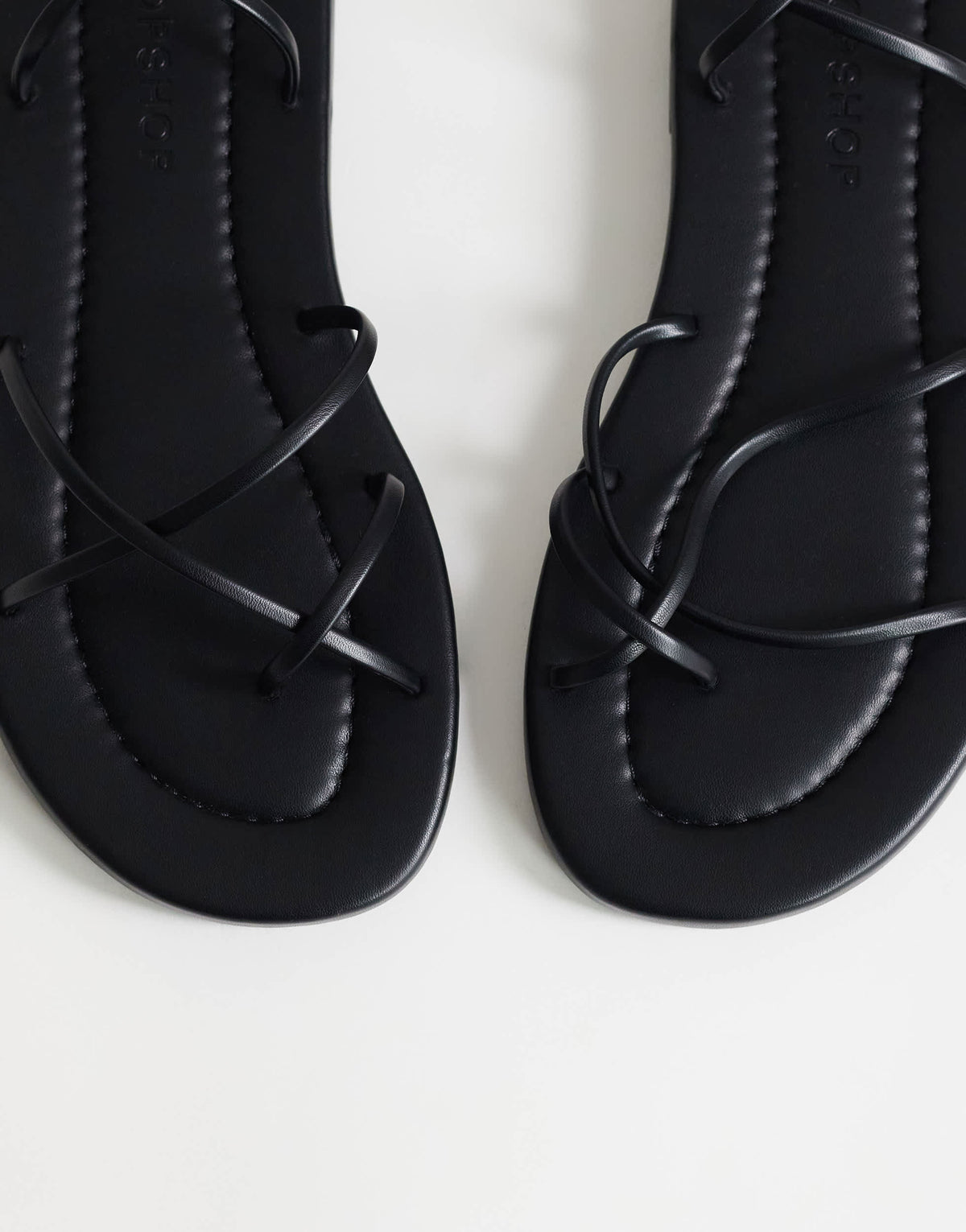 Topshop Emma strappy flat sandal in black
